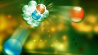 Proton is a subatomic particle found in the nucleus of every atom. This artist’s impression shows a proton and a neutron. Image credit: Joanna Griffin / Jefferson Lab / Penn State.