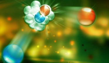 Proton is a subatomic particle found in the nucleus of every atom. This artist’s impression shows a proton and a neutron. Image credit: Joanna Griffin / Jefferson Lab / Penn State.