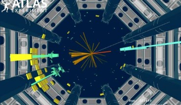 The ATLAS Experiment presented evidence for a first sighting of the Higgs boson decaying to a pair of bottom quarks, with an observed significance of 3.6 sigma. Image credit: ATLAS Collaboration.