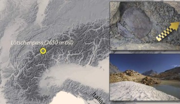 Geographic and local position of the artifact at the summit of the Lötschenpass. Image credit: Rolf Wenger, Marcel Cornelissen & Badri Redha / Archaeological Service of the Canton of Bern.