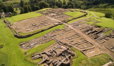 Vindolanda was a Roman auxiliary fort just south of Hadrian’s Wall. The fort was founded in 85 CE by Belgian auxiliary soldiers and was inhabited in various forms and layouts until well after 410 CE. It was garrisoned at different times by several units, most importantly the First Cohort of Tungrians and the Third and Ninth Cohorts of Batavians. Image credit: Vindolanda Trust.