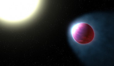 The top of WASP-121b’s atmosphere is heated to a blazing 4,600 degrees Fahrenheit. Image credit: NASA / ESA / G. Bacon, STSci.