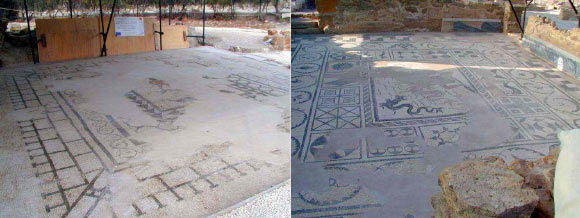 Mosaic floors at the Roman villa of Durrueli. Image credit: VirtualSicily.it.