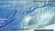 An example of seafloor bathymetry data that the team used to identify a paleo-subglacial channel, grounding line landforms, volcanic seamounts and other features used in the study. Image credit: Lauren Simkins, Rice University.