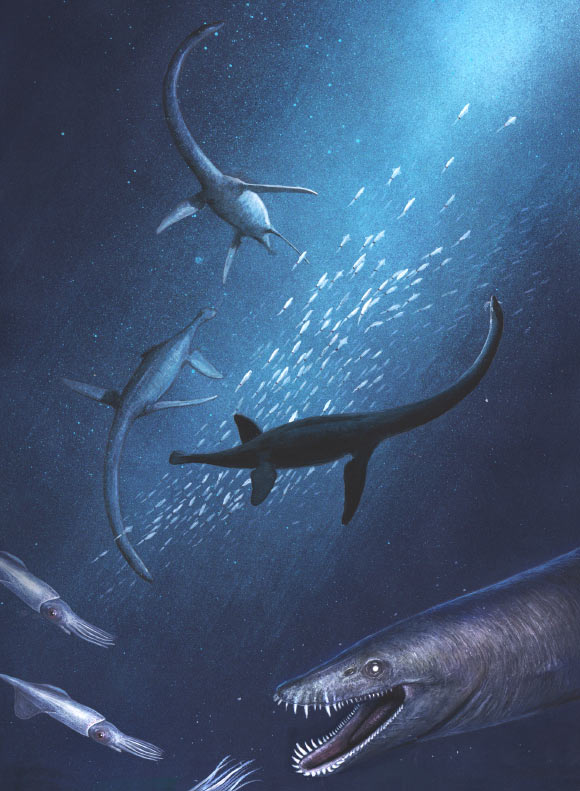 Life reconstruction of Lagenanectes richterae. Image credit: Joschua Knuppe.