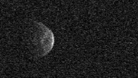 This radar image shows the near-Earth asteroid Florence and its two moons. Image credit: NASA / JPL.