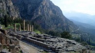 General view of the Temple of Apollo at Delphi; the implication is that the oracular chamber below the temple complex lies on a line of minor fault movement. Image credit: Iain S. Stewart, doi: 10.1016/j.pgeola.2017.07.009.