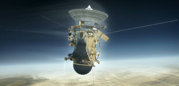 Cassini entering Saturn’s atmosphere. Image credit: NASA / JPL-Caltech.