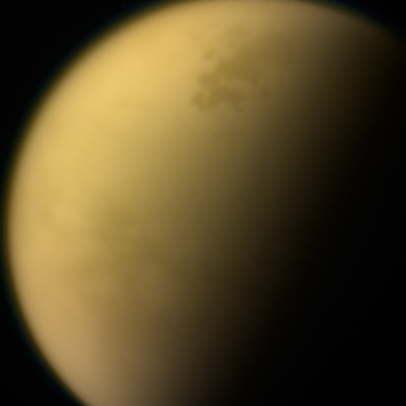 As it glanced around the Saturn system one final time, Cassini captured this view of Titan. The view was obtained by Cassini’s narrow-angle camera on September 13, 2017 at a distance of 481,000 miles (774,000 km) from Titan. Image credit: NASA / JPL-Caltech / Space Science Institute.