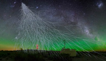 At the Pierre Auger Observatory in Argentina, cosmic rays have been detected from far off galaxies. Image credit: A. Chantelauze / S. Staffi / L. Bret / Pierre Auger Observatory.