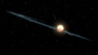 This illustration depicts a hypothetical uneven ring of dust orbiting KIC 8462852. Image credit: NASA / JPL-Caltech.