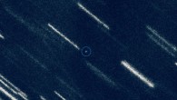 2012 TC4 appears as a dot at the center of this composite image of 37 individual 50-second exposures obtained with the FORS2 instrument on ESO’s Very Large Telescope in 2012. The asteroid is marked with a circle for a better identification. Image credit: ESO / ESA NEOCC / Olivier Hainaut, ESO / Marco Micheli, ESA / Detlef Koschny, ESA.