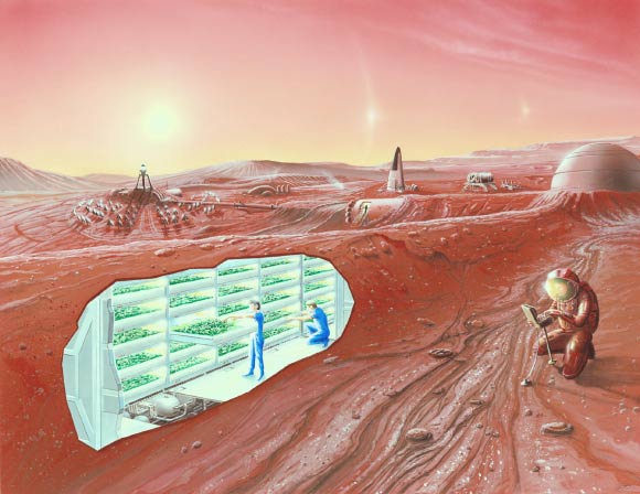 Artist’s concept of a colony on Mars. Image credit: NASA.