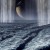 This artist’s painting of the south polar region of Enceladus shows massive jets of water ice being blasted into space. Image credit: Karl Kofoed / NASA.