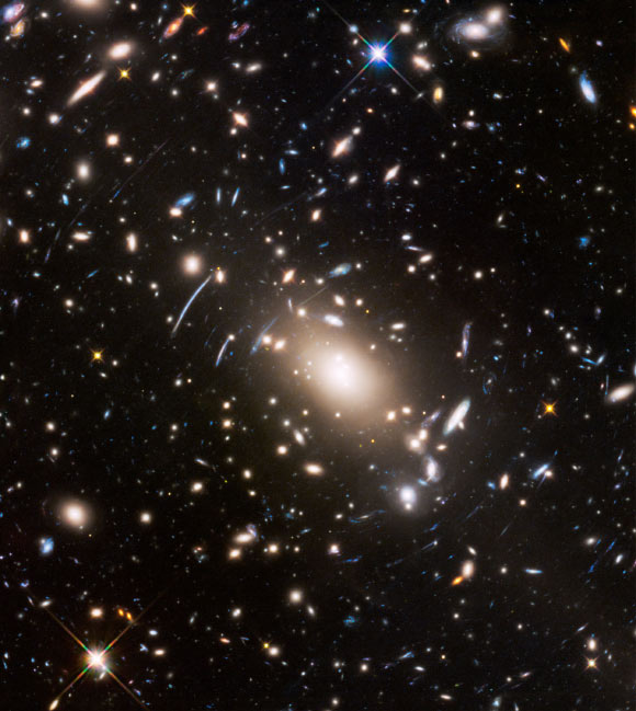 This Hubble image shows the massive galaxy cluster Abell S1063. Image credit: NASA / ESA / J. Lotz, STScI.