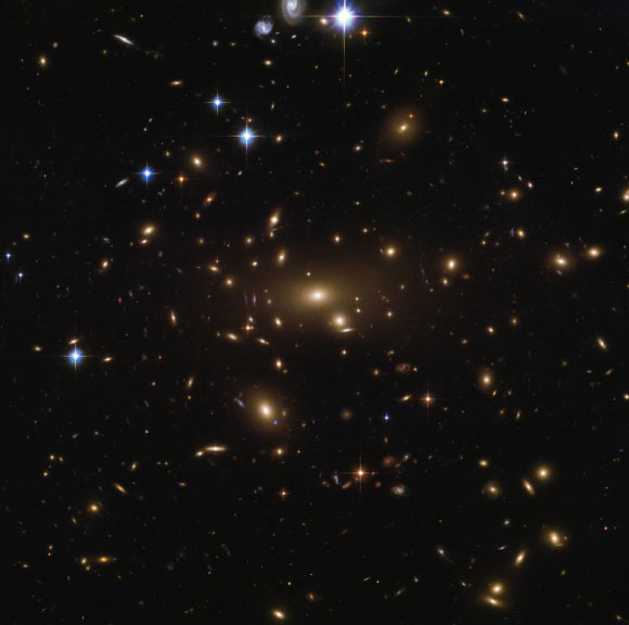 This Hubble image shows the gigantic galaxy cluster Abell 665. Image credit: NASA / ESA / Hubble.