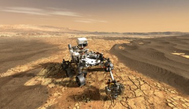 This artist’s concept depicts NASA’s Mars 2020 rover on the surface of the Red Planet. The mission takes the next step by not only seeking signs of habitable conditions on Mars in the ancient past, but also searching for signs of past microbial life itself. The rover introduces a drill that can collect core samples of the most promising rocks and soils and set them aside on the surface of Mars. A future mission could potentially return these samples to Earth. Image credit: NASA / JPL-Caltech.