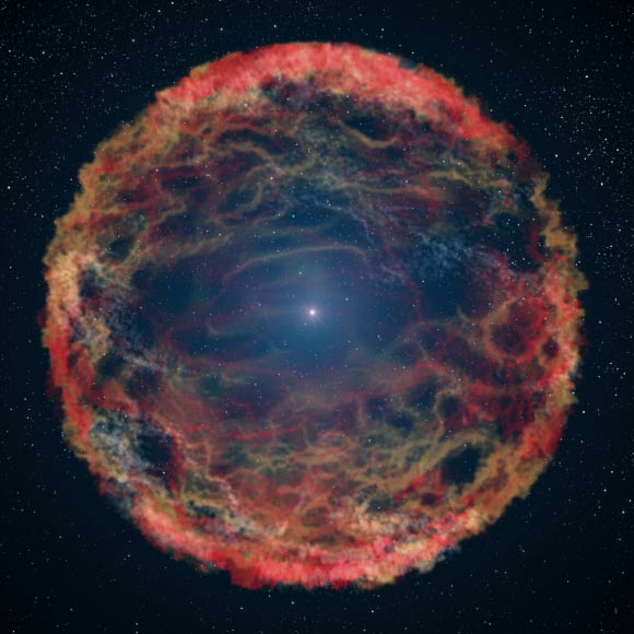 Artist’s impression of a Type II supernova. Image credit: NASA / ESA / G. Bacon, STSci.
