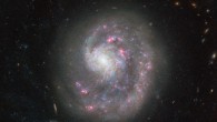 This image of the dwarf galaxy NGC 4625 is a composite of separate exposures acquired by the Advanced Camera for Surveys onboard the NASA/ESA Hubble Space Telescope. Two filters were used to sample various wavelengths. The color results from assigning different hues to each monochromatic image associated with an individual filter. Image credit: NASA / ESA / Hubble.