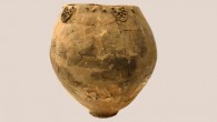 Early Neolithic jar, circa 6000-5000 BC, from Khramis Didi-Gora in the Republic of Georgia. Note the probable grape cluster motives encircling the mouth of the vessel, and the small base, which would have been inadequate for a free-standing vessel. The latter feature suggests that the jar was once partly or wholly buried underground, like modern qvevris (Georgian, ‘large jars’). This specimen is nearly a meter (3.3 feet) tall and a meter (3.3 feet) broad, with a volume exceeding 80 gallons. Image credit: Mindia Jalabadze / National Museum of Georgia.