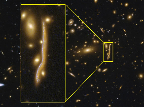 The ‘Cosmic Snake’ galaxy. Image credit: NASA / ESA / Hubble.