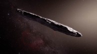 This artist’s impression shows the first interstellar asteroid -- 1I/2017 U1 (’Oumuamua). Image credit: M. Kornmesser / ESO.