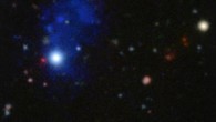 This MUSE image shows a huge cloud of gas around the distant quasar 4C 10.29. Image credit: Arrigoni Battaia et al / ESO.