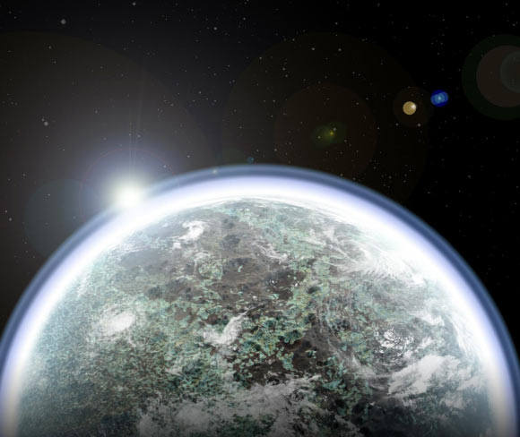 Mars may have been enveloped in a steamy atmosphere as the planet’s crust cooled and solidified. That ‘steam bath’ could have created many of the clay mineral deposits that have long been attributed to water flow on or just beneath the Martian surface. Image credit: Kevin Cannon.