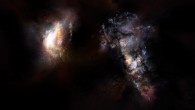 Artist’s impression of a pair of galaxies from the early Universe. Image credit: NRAO / AUI / NSF / D. Berry.