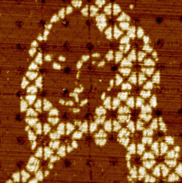 DNA rendering of Leonardo da Vinci’s Mona Lisa viewed with atomic force microscopy. Image credit: Tikhomirov et al.