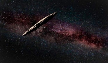 This artist’s impression shows ‘Oumuamua. Image credit: Joy Pollard / Gemini Observatory / AURA / NSF.