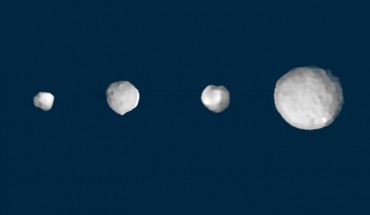 Main-belt asteroids 29 Amphitrite, 324 Bamberga, 2 Pallas, and 89 Julia. Image credit: Vernazza et al / ESO.