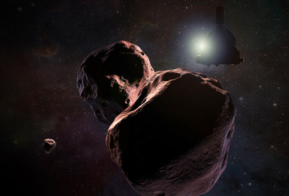 2014 MU69, the next flyby target of NASA’s New Horizons spacecraft, might have a moon. Image credit: NASA / JHUAPL / SwRI.