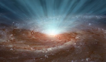 Supermassive black holes at the cores of galaxies blast radiation and ultra-fast winds outward, as illustrated in this artist’s conception. Image credit: NASA / JPL-Caltech.