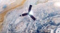 This illustration depicts Juno soaring over Jupiter’s swirling cloud tops. Image credit: NASA / JPL-Caltech / SwRI / MSSS / Kevin M. Gill.