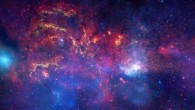 This composite image shows the central region of our Milky Way Galaxy. The Galactic center is located within the bright white region to the right of and just below the middle of the image. Image credit: NASA / ESA / SSC / CXC / STScI.