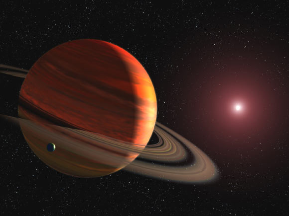 An artist’s rendering of an extrasolar gas giant. Image credit: NASA.