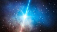 This artist’s impression shows a gamma-ray burst in a star forming region. Image credit: L. Calçada / ESO.
