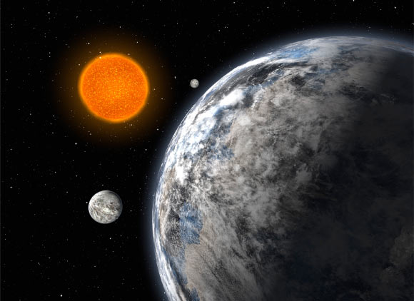 Artist’s impression of the trio of super-Earth exoplanets. Image credit: ESO.