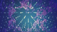 Visualization of molecular dynamics simulations showing the fast diffusion of hydrogen ions (pink trajectories) within the solid lattice of oxygen in superionic ice. Image credit: S. Hamel / M. Millot / J.Wickboldt / LLNL / NIF.