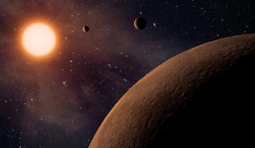 A system of three super-Earth exoplanets. Image credit: NASA / JPL-Caltech.
