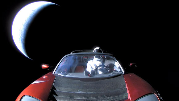 Elon Musk’s Tesla Roadster. Image credit: SpaceX.