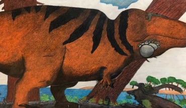 A reconstruction of Early Cretaceous Maryland featuring Acrocanthosaurus. Image credit: Chase D. Brownstein.