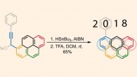 In the new technique, an additional hexagonal ring of carbon atoms is fused to the zigzag edge of an existing carbon-rich molecule in two quick steps. Image credit: Igor Alabugin.