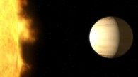 This artist’s concept illustrates the hot-Saturn exoplanet WASP-39b. Image credit: NASA / ESA / G. Bacon, STScI.