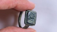 The 700-year-old bronze ring depicts St. Nicholas. Image credit: Clara Amit, Israel Antiquities Authority.