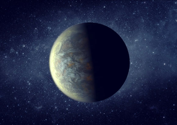 K2-151b, one of the 12 newly-discovered planets, orbits a metal-poor M-type dwarf star every 3.84 days. The size of K2-151b -- 1.35 Earth radii -- suggests that it is likely a rocky planet. Image credit: NASA / Ames / JPL-Caltech.
