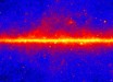 This view shows the entire sky at energies greater than 1 GeV based on five years of data from the LAT instrument on NASA’s Fermi Gamma-ray Space Telescope; the most prominent feature is the bright band of diffuse glow along the map’s center, which marks the central plane of our Milky Way Galaxy. Image credit: NASA / DOE / Fermi LAT Collaboration.