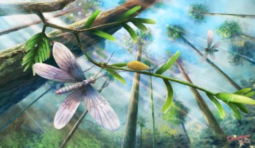 Ecological restoration of moths in the Cretaceous Burmese amber forest. Image credit: Dinghua Yang.
