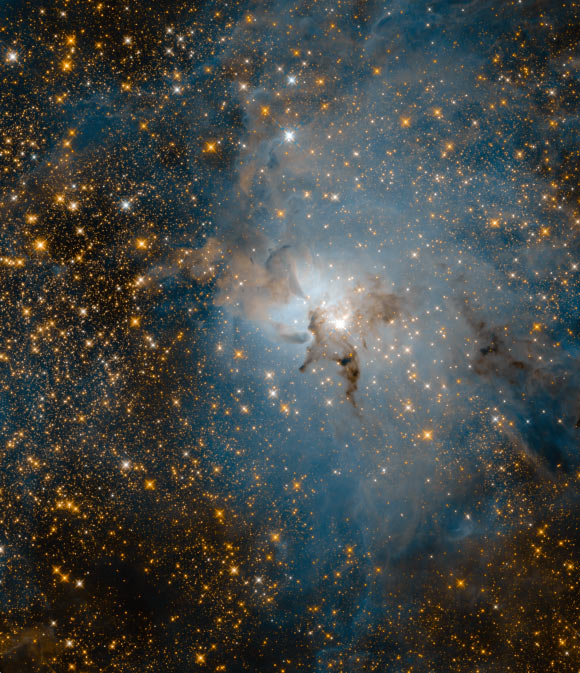 This star-filled image, taken by Hubble in near-infrared wavelengths of light, reveals a very different view of the Lagoon Nebula compared to its visible-light portrait. The observations were taken by Hubble’s Wide Field Camera 3 (WFC3) instrument between February 12 and 18, 2018. Image credit: NASA / ESA / STScI.